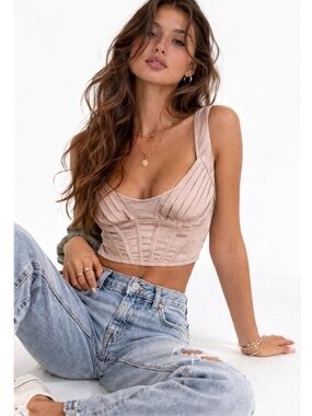 Windsor Blush Nude Corset Crop Top